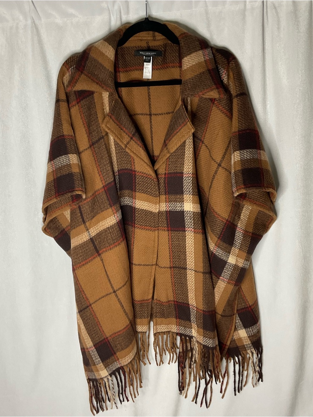 Marc New York Brown Plaid Poncho Cape One Size